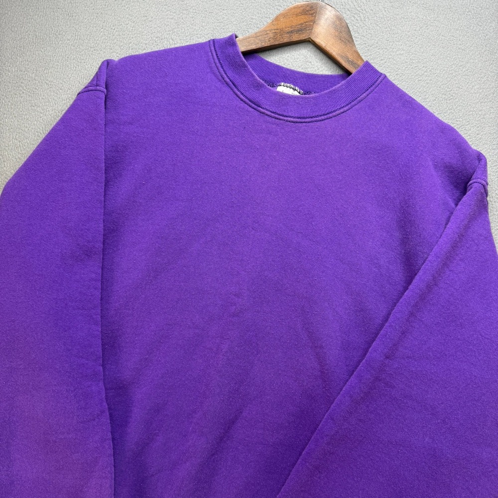 Vintage Fruit of the Loom Heavy Cotton Sweatshirt Mens Large Purple Cotton Blank
